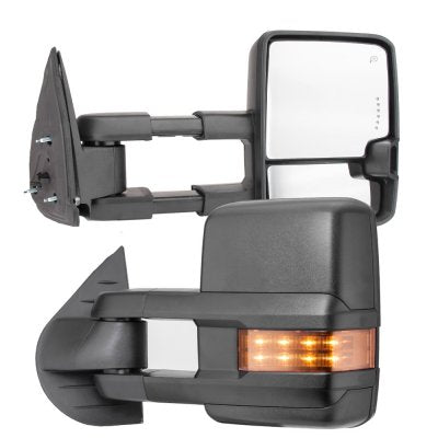 2007-2013 New Style Chevy/GMC Tow Mirrors - Black or Chrome - Power/Heat/Signal/Cargo Lamps
